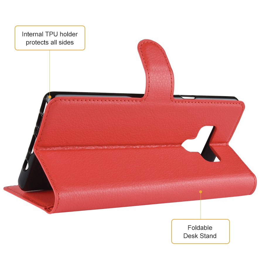 Leather Wallet Case for Samsung Galaxy Note 9 Red